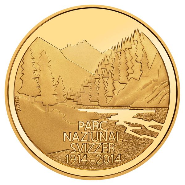 50 Fr.- Goldmünze «100 Jahre Schweizer Nationalpark» 2014 PP