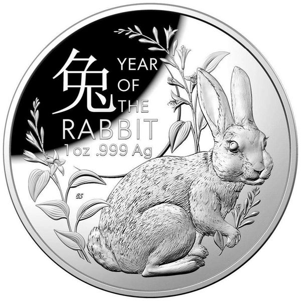1 Unze Silbermünze RAM Lunar Hase 2023 gewölbt