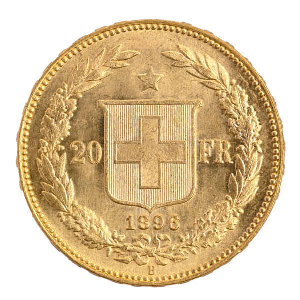 Gold Helvetia 20 FR. 1896