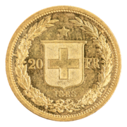 Gold Helvetia 20 FR. 1883