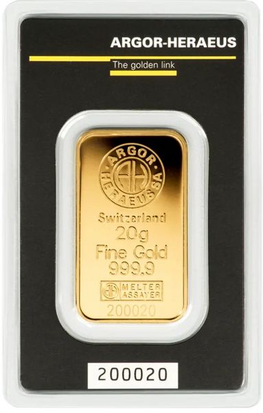 20 Gramm Goldbarren - Argor Heraeus