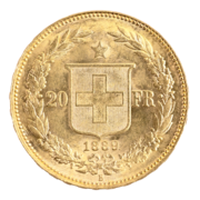 Gold Helvetia 20 FR. 1889