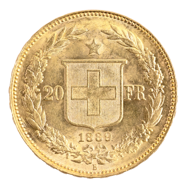 Gold Helvetia 20 FR. 1889