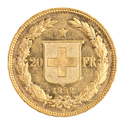 Gold Helvetia 20 FR. 1892