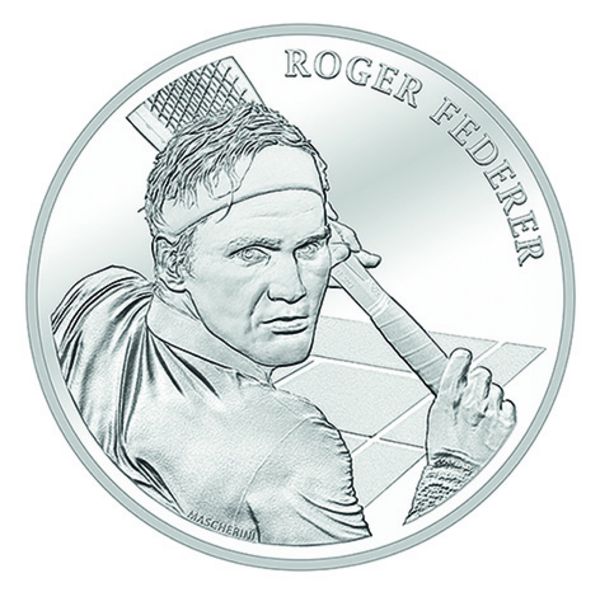 20 CHF Silbermünze Roger Federer
