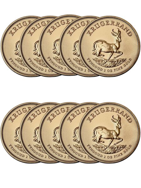 1 Unze Gold Krügerrand - diverse Jahrgänge (10 Stück)