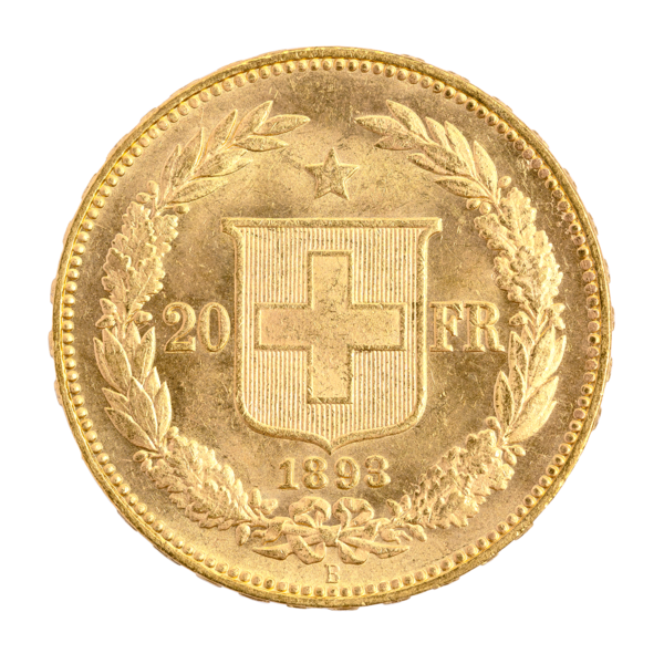 Gold Helvetia 20 FR. 1893