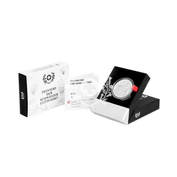 20 Fr. Silbermünze "Pioniere der Schweizer Luftfahrt" 2025, PP