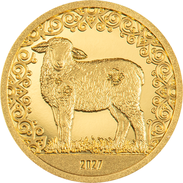 0.5 Gramm Goldmünze Jahr des Schafs 2027 im Etui