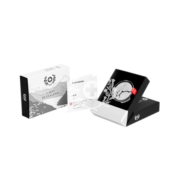 20 Fr. Silbermünze "Luganersee" 2025, PP im Etui 20 Fr. Silbermünze "Luganersee" 2025, PP im Etui