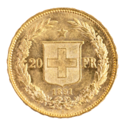 Gold Helvetia 20 FR. 1891