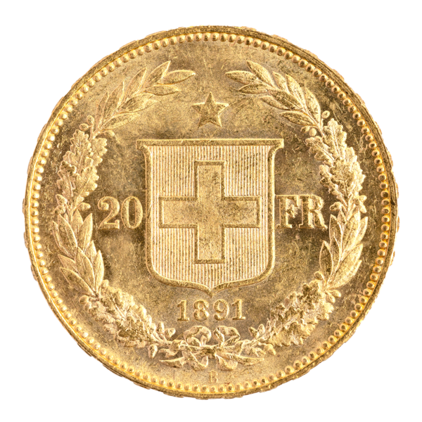 Gold Helvetia 20 FR. 1891