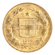 Gold Helvetia 20 FR. 1890