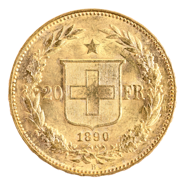 Gold Helvetia 20 FR. 1890