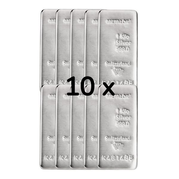 10 x 1000 Gramm Silberbarren