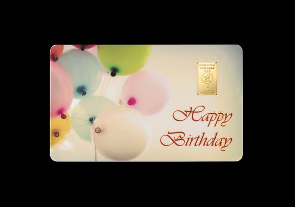 1 Gramm Goldbarren Geschenkbarren "Happy Birthday"