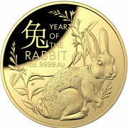 1 Unze Gold Lunar III Hase 2023 - gewölbt 1 Unze Gold Lunar III Hase 2023 - gewölbt