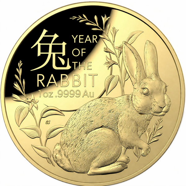 1 Unze Gold Lunar III Hase 2023 - gewölbt