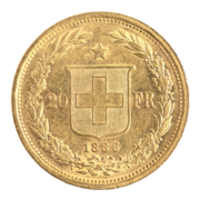 Gold Helvetia 20 FR. 1886