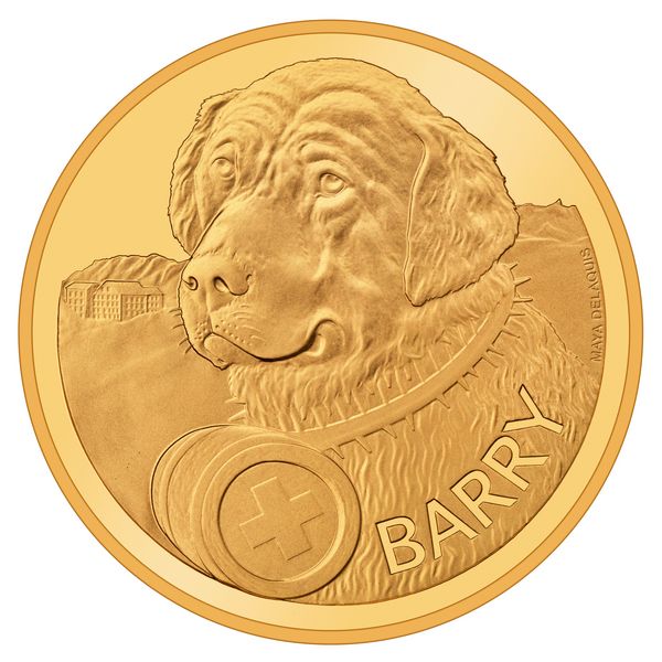 50 Fr.- Goldmünze Bernhadiner "Barry" 2017 PP 50 Fr.- Goldmünze Bernhadiner "Barry" 2017 PP